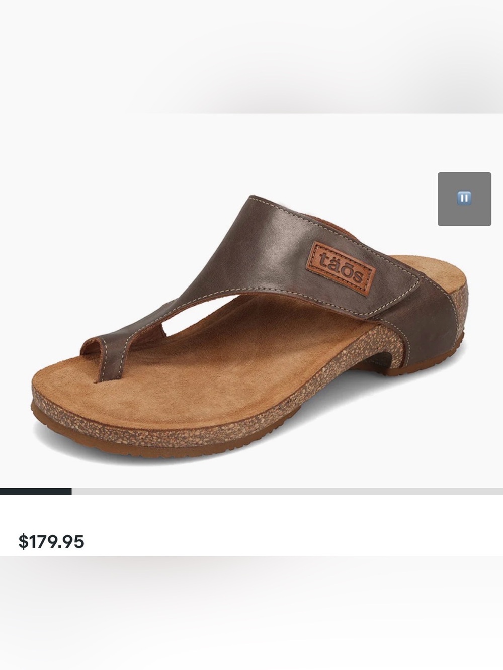 Taos Loop Arch Support Sandals Size US 7-7.5 EU 38 Brown Leather Wedge Cork